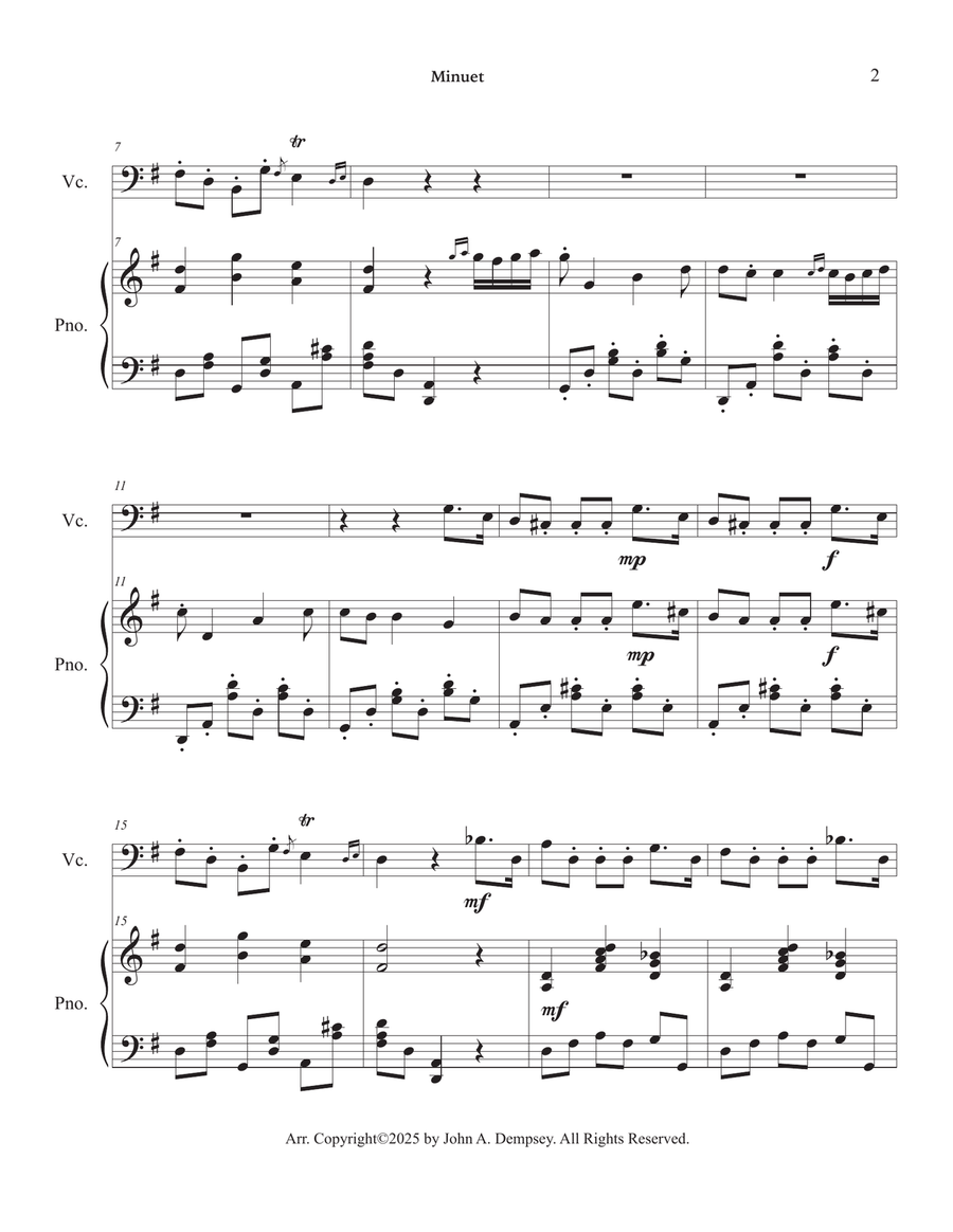 Minuet (Boccherini): Wedding Music for Cello and Piano (in G Major) Piano scores gallery preview page 6