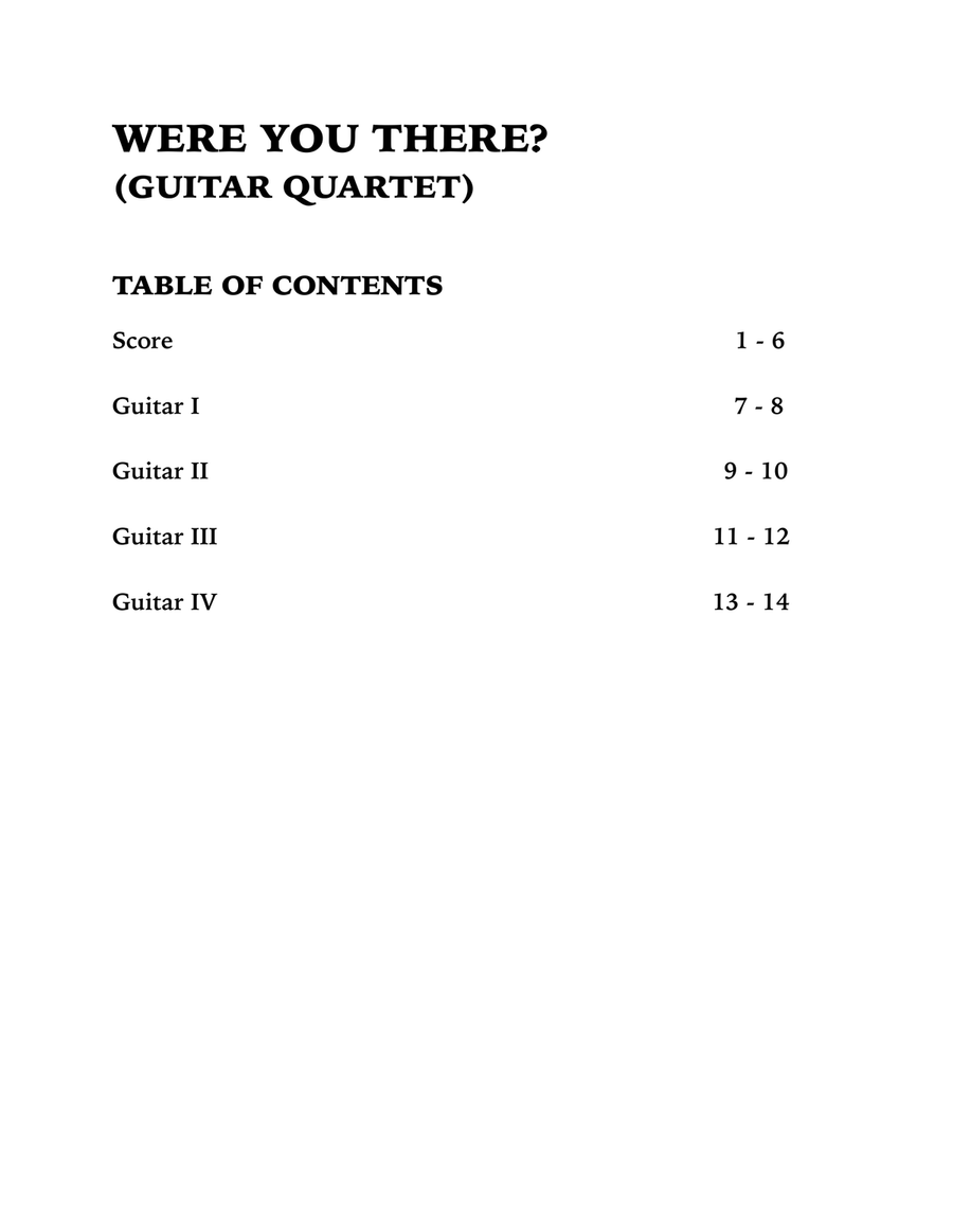 Were You There (Guitar Quartet) Guitar Ensemble scores gallery preview page 4