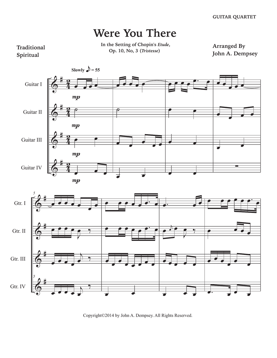 Were You There (Guitar Quartet) Guitar Ensemble scores gallery preview page 5