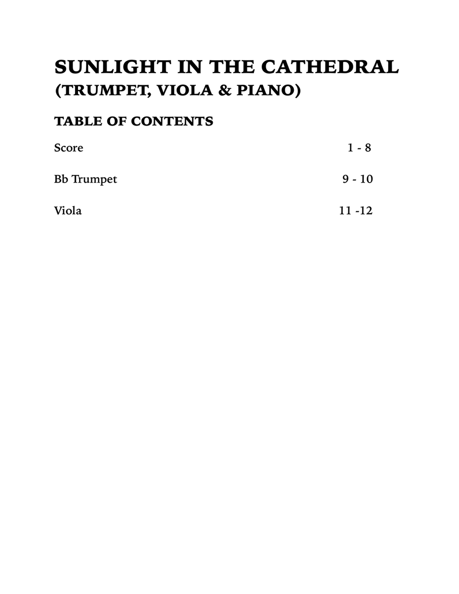 Sunlight in the Cathedral (Mountain Prelude): Trio for Trumpet, Viola and Piano Small Ensemble scores gallery preview page 4
