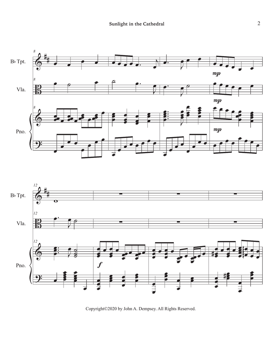 Sunlight in the Cathedral (Mountain Prelude): Trio for Trumpet, Viola and Piano Small Ensemble scores gallery preview page 6