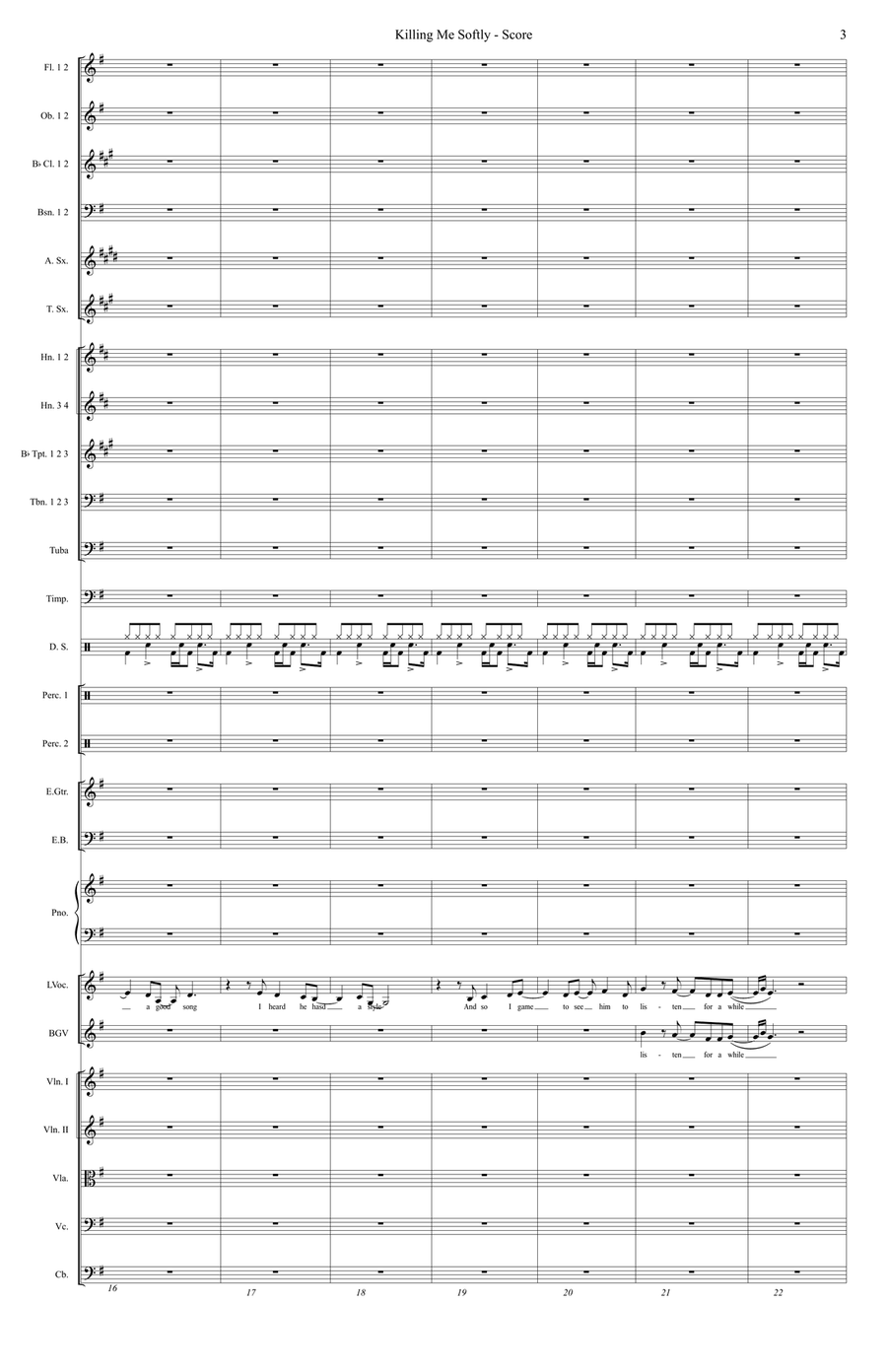 Killing Me Softly With His Song Full Orchestra scores gallery preview page 3