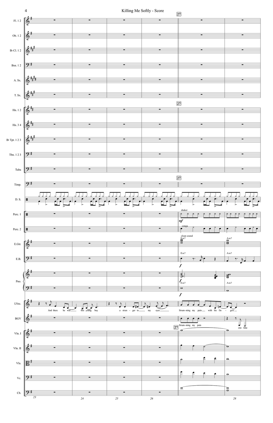 Killing Me Softly With His Song Full Orchestra scores gallery preview page 4