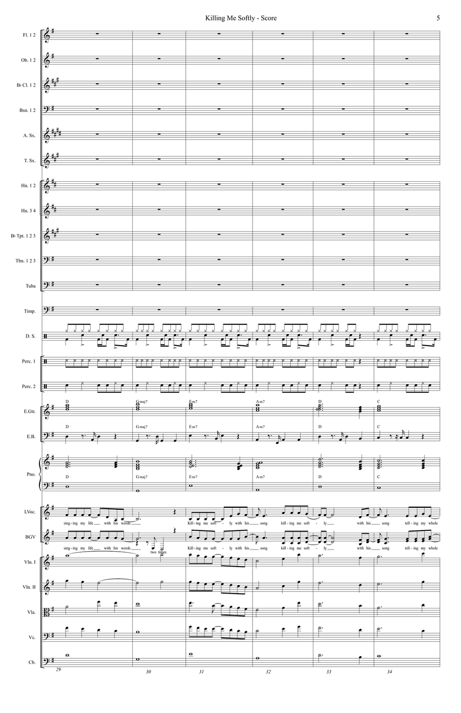 Killing Me Softly With His Song Full Orchestra scores gallery preview page 5