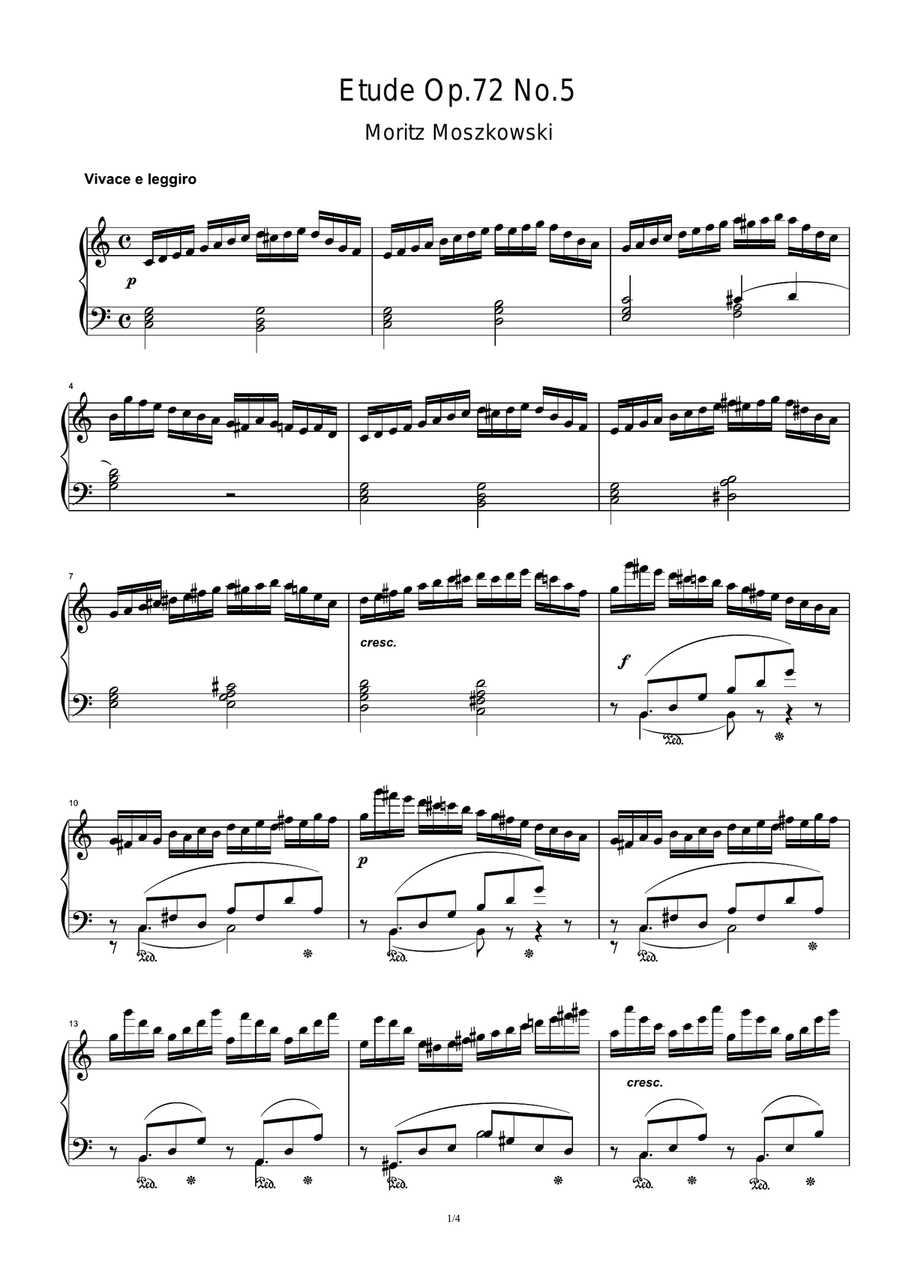 Etude Op.72 No.5 - Moritz Moszkowski Piano Method scores gallery preview page 1