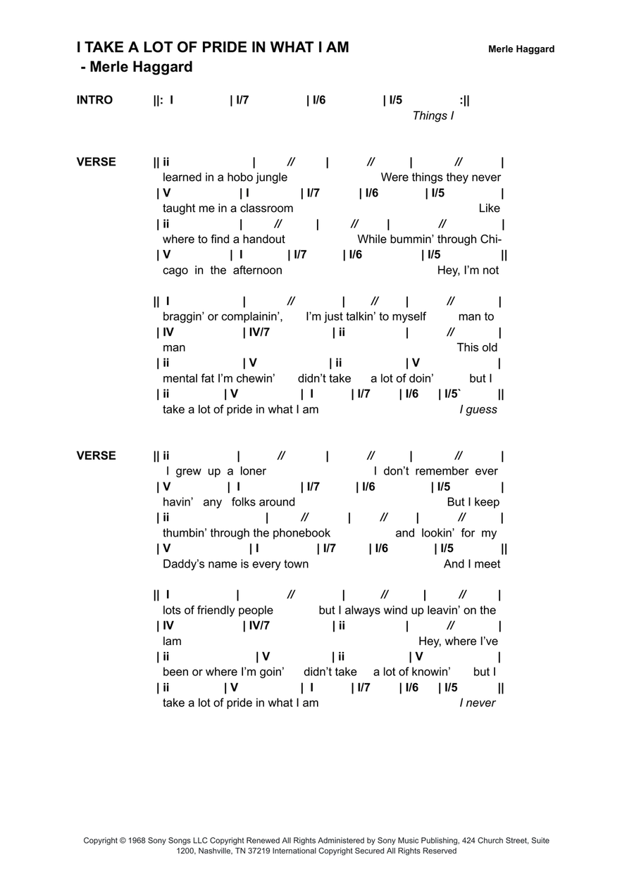 I Take A Lot Of Pride In What I Am Piano scores gallery preview page 1