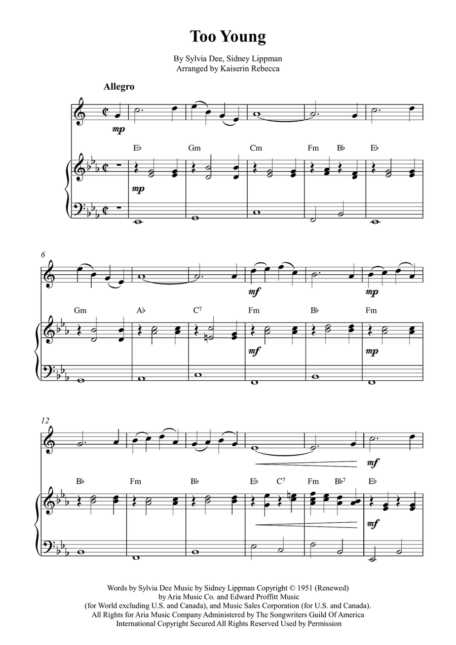 Too Young Too Young Alto Saxophone scores gallery preview page 1