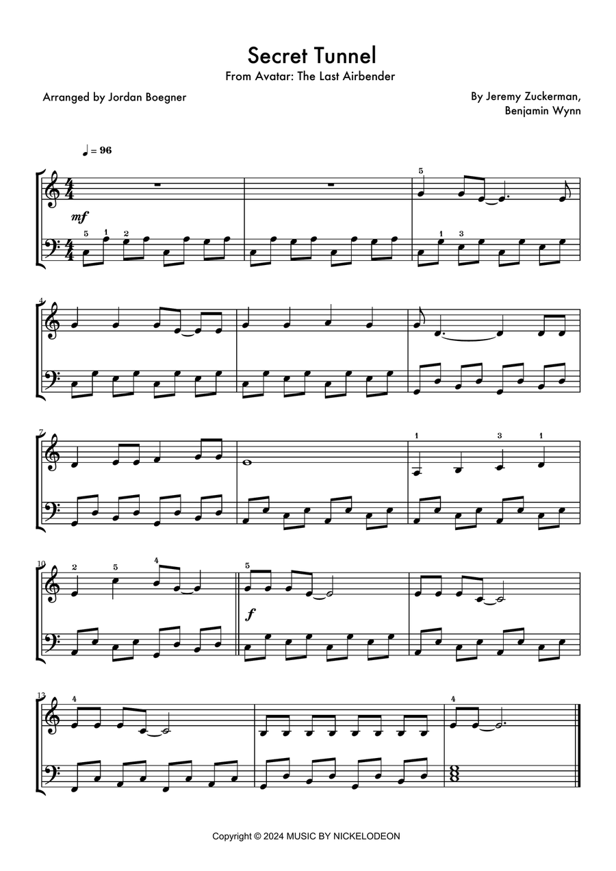 Secret Tunnel Secret Tunnel Piano Solo scores gallery preview page 1
