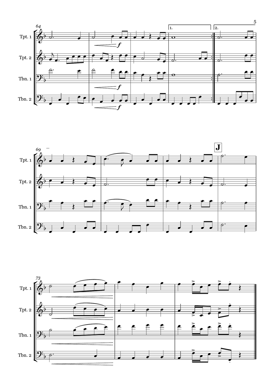 Merry Christmas Everyone Brass Quartet scores gallery preview page 5