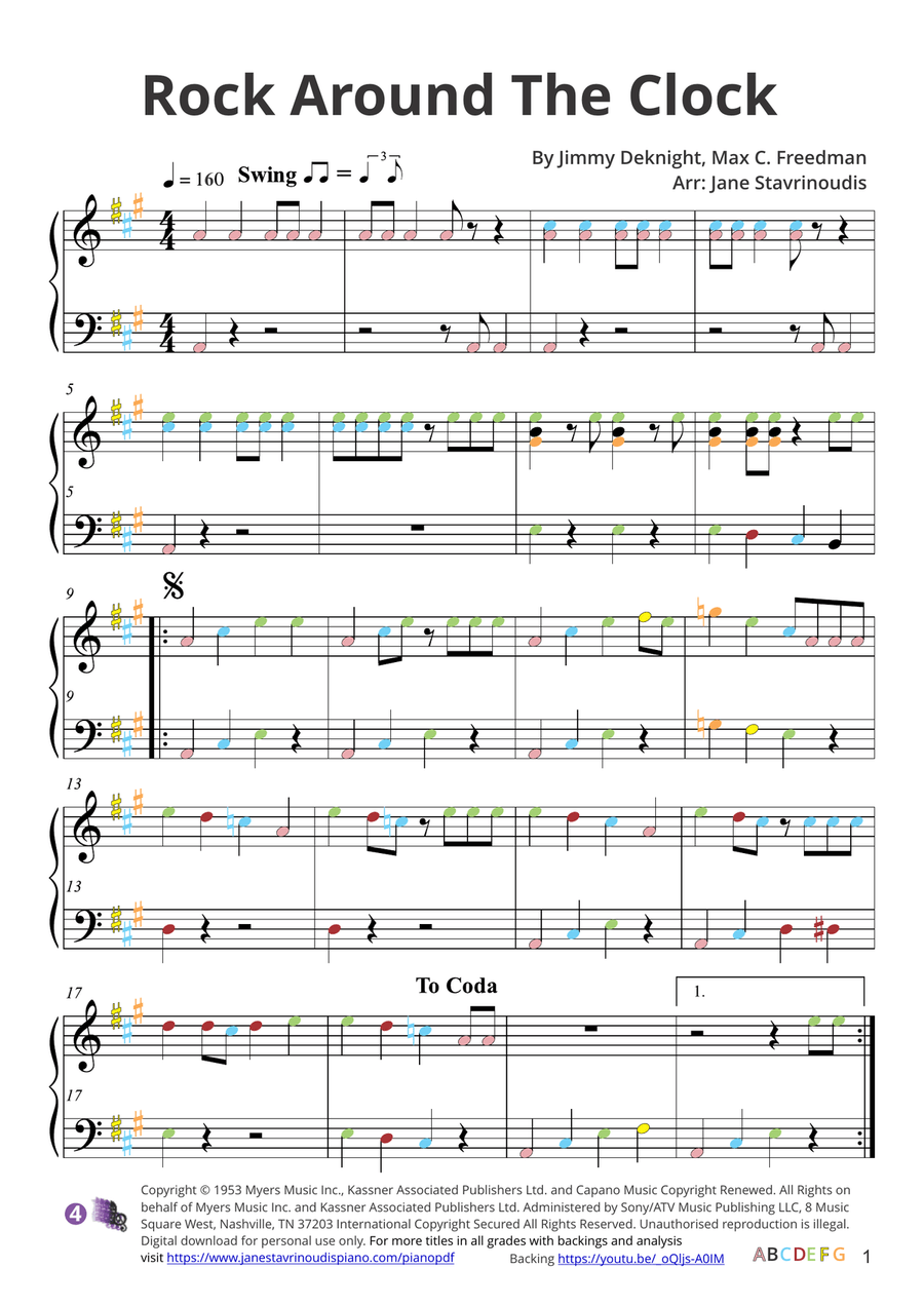 Rock Around The Clock Piano Solo scores gallery preview page 3