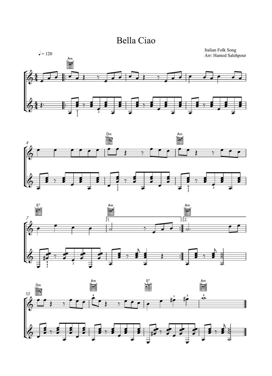 Bella Ciao, Guitar Duet Bella Ciao, Guitar Duet Acoustic Guitar scores gallery preview page 1