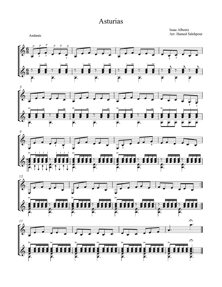 Asturias, Guitar Duet Asturias, Guitar Duet Acoustic Guitar scores gallery preview page 1