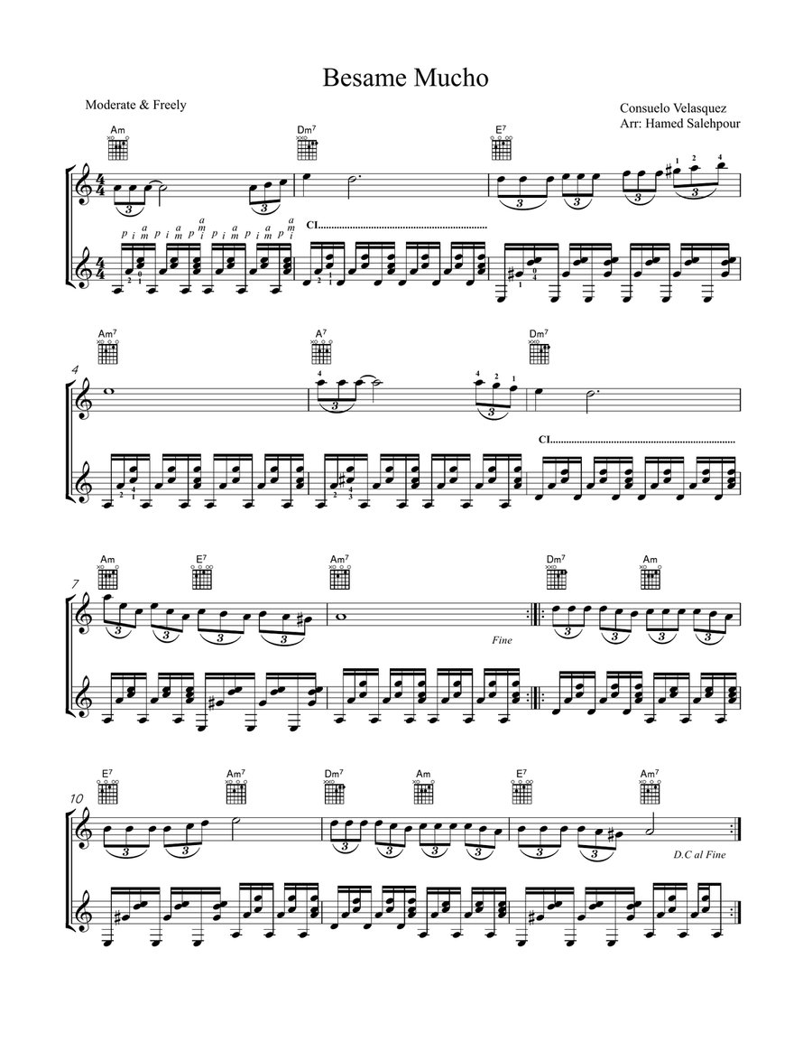 Besame Mucho, Guitar Duet Acoustic Guitar scores gallery preview page 1