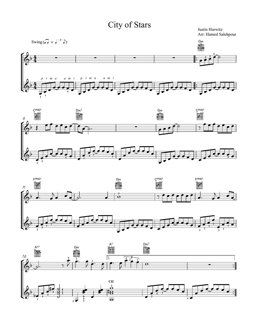 City of Stars City of Stars Acoustic Guitar scores gallery preview page 1