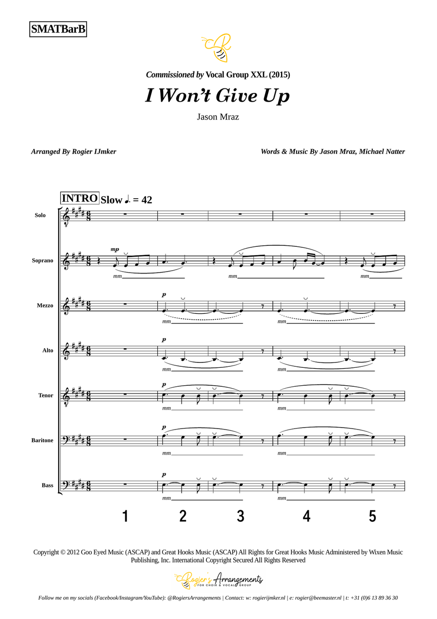 I Won't Give Up Choir scores gallery preview page 1