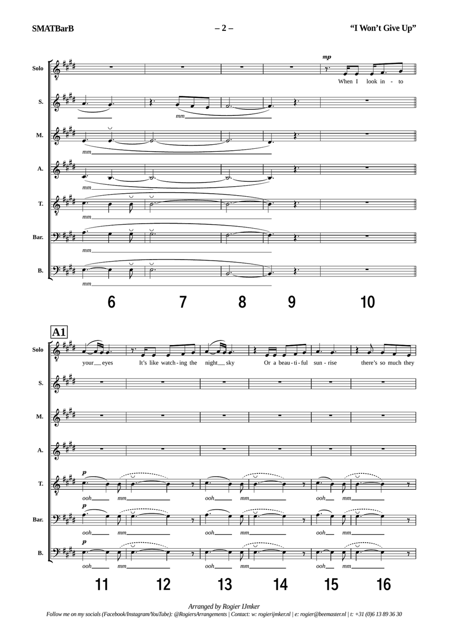 I Won't Give Up Choir scores gallery preview page 2