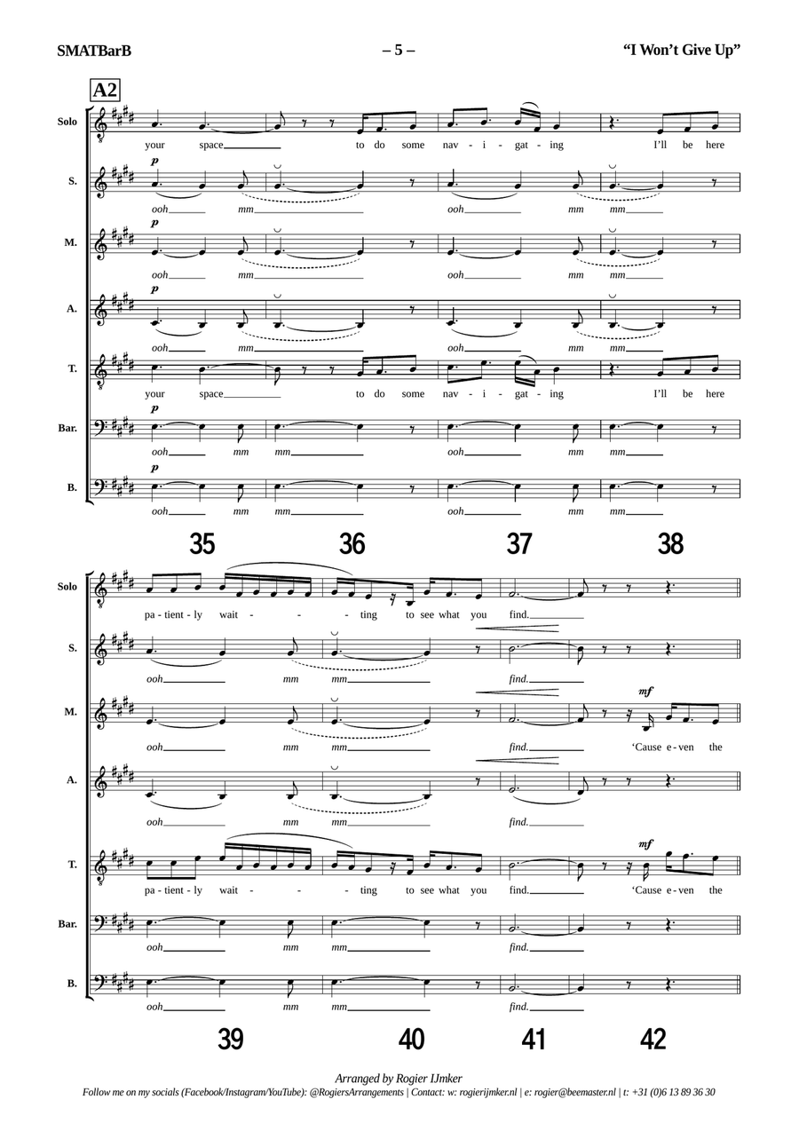 I Won't Give Up Choir scores gallery preview page 5