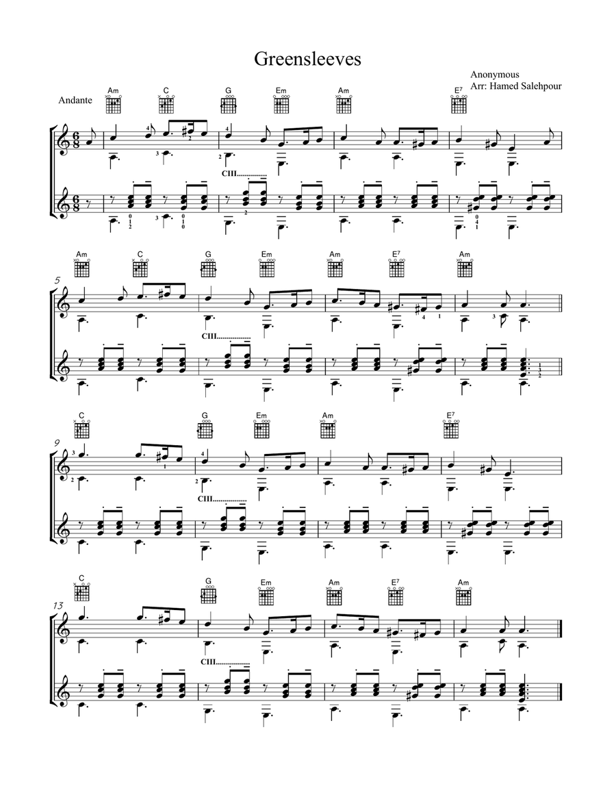 Greensleevs, Guitar Duet Greensleevs, Guitar Duet Acoustic Guitar scores gallery preview page 1