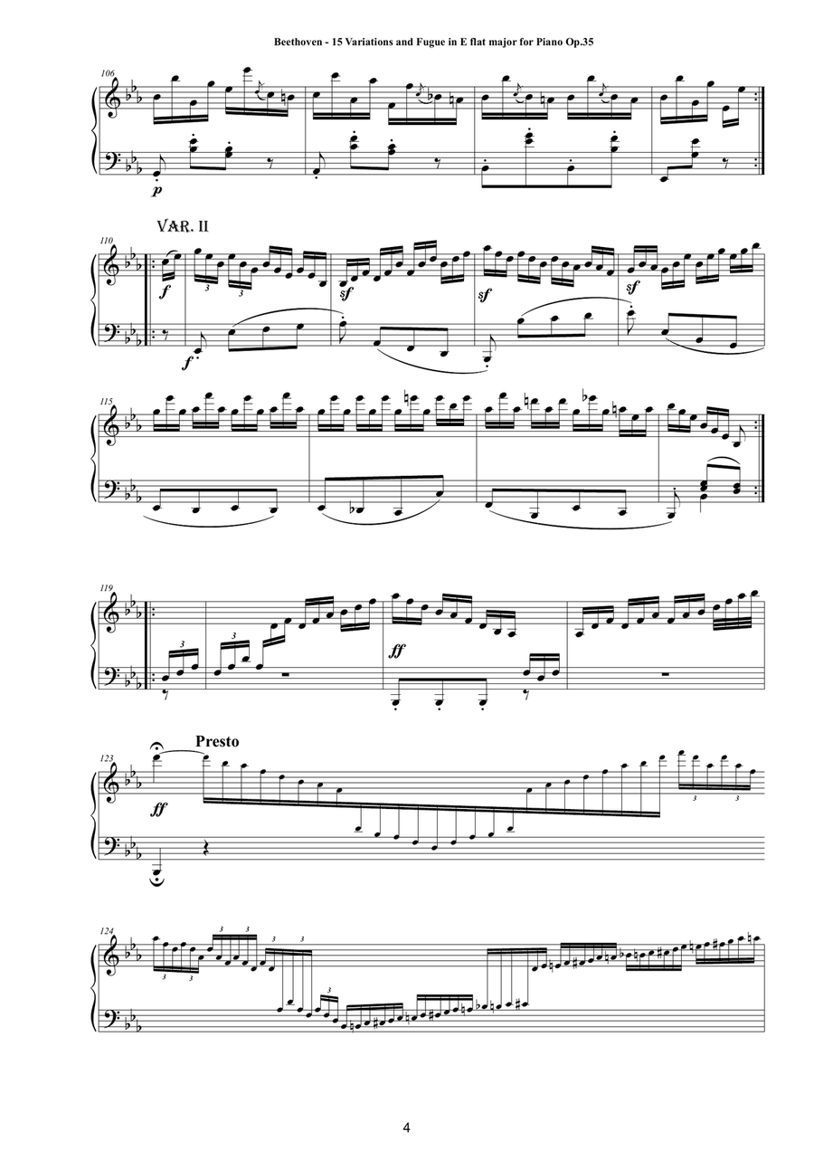 Beethoven - 15 Variations and Fugue in E flat major for Piano Op.35 Piano Solo scores gallery preview page 4