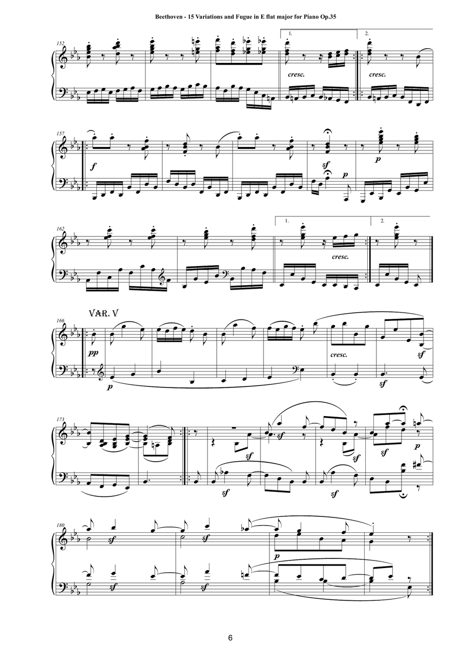 Beethoven - 15 Variations and Fugue in E flat major for Piano Op.35 Piano Solo scores gallery preview page 6
