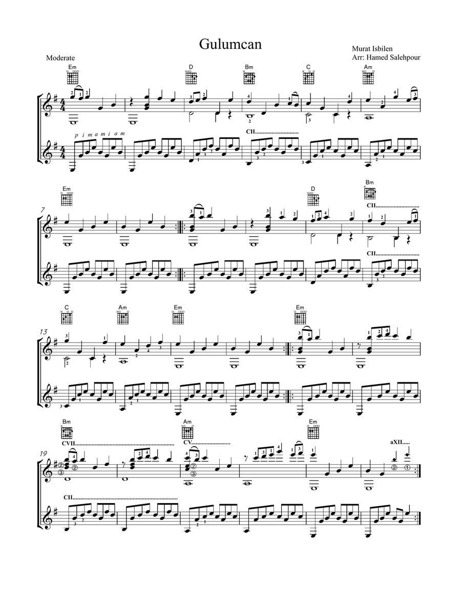 Gulumcan, Guitar Duet Gulumcan, Guitar Duet Acoustic Guitar scores gallery preview page 1