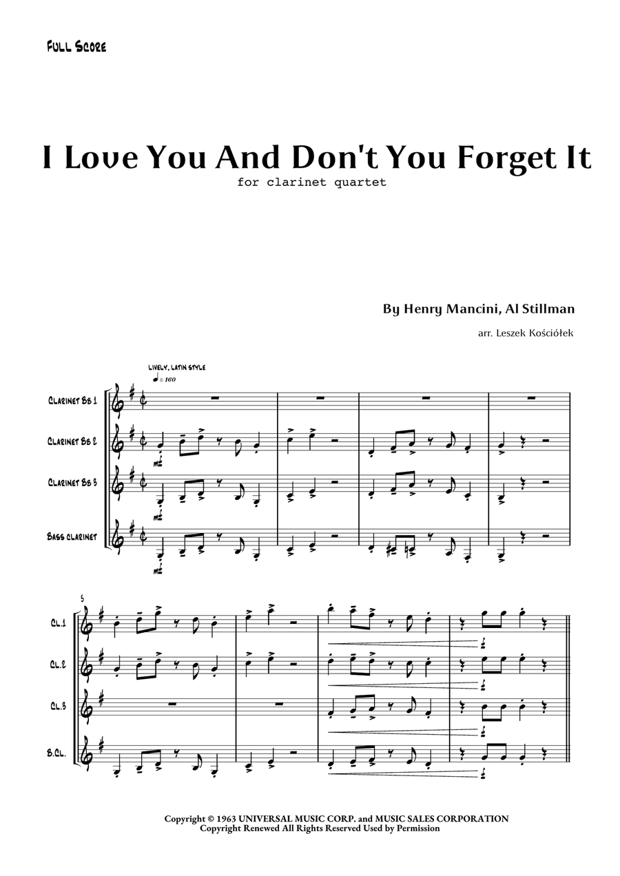I Love You And Don't You Forget It Clarinet Quartet scores gallery preview page 4