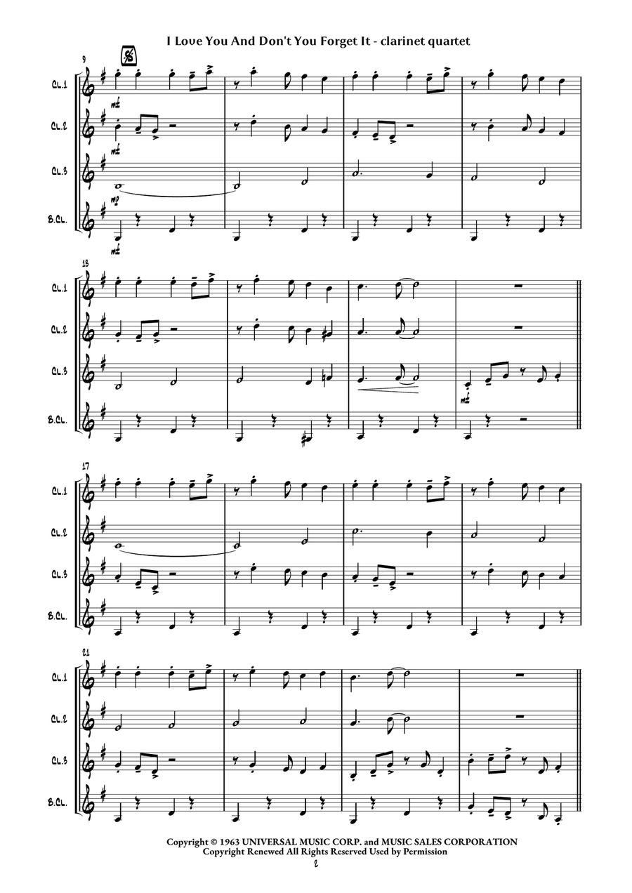 I Love You And Don't You Forget It Clarinet Quartet scores gallery preview page 5
