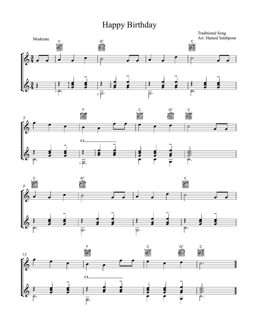 Happy Birthday Happy Birthday Acoustic Guitar scores gallery preview page 1