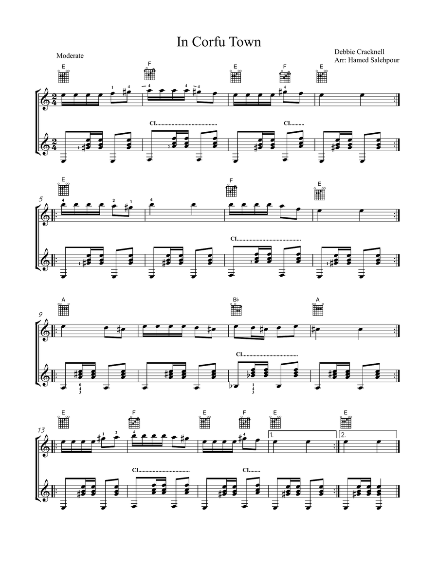 In Corfu Town, Guitar Duet Acoustic Guitar scores gallery preview page 1