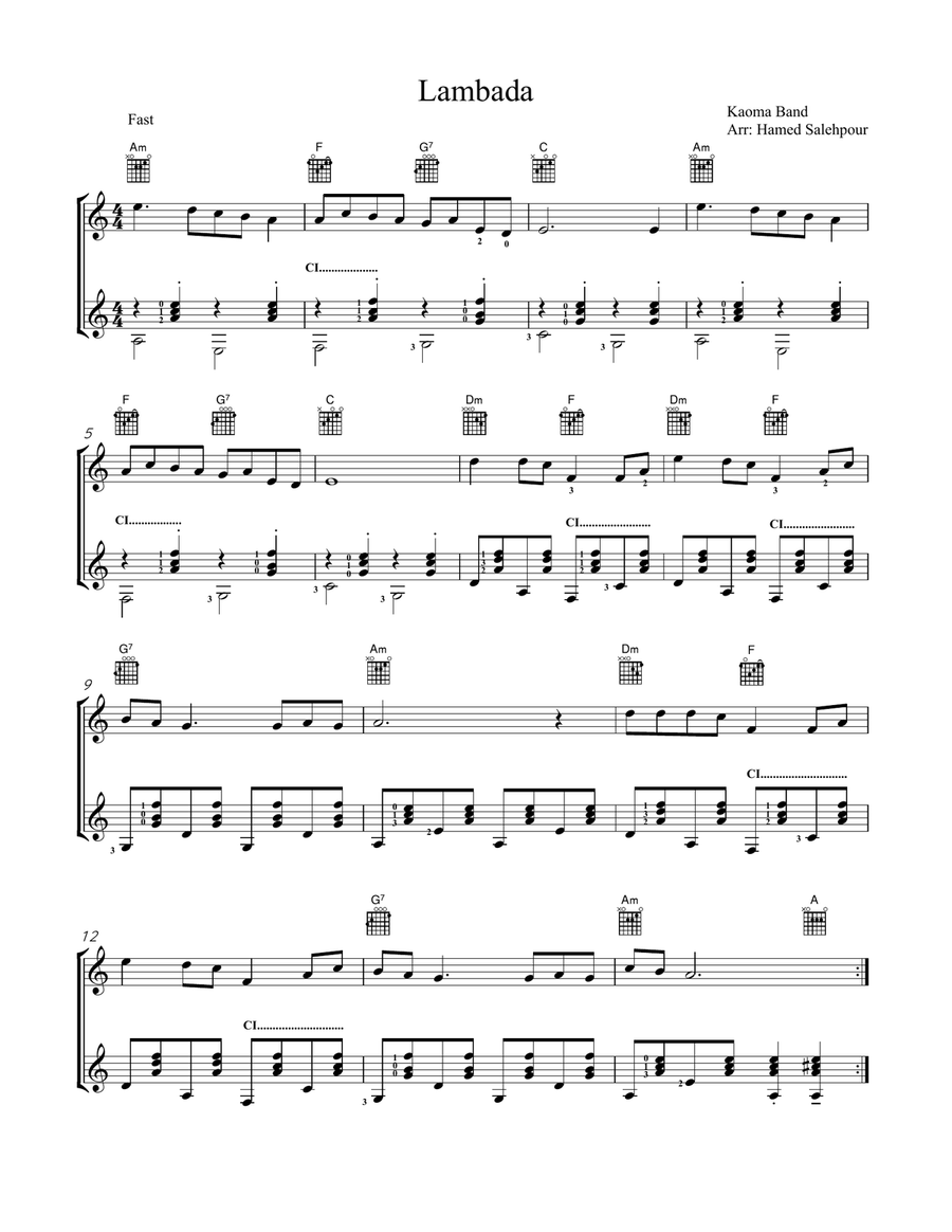 Lambada, Guitar Duet Lambada, Guitar Duet Score and Parts scores gallery preview page 1