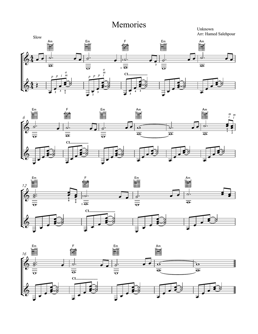 Memories, Guitar Duet Memories, Guitar Duet Guitar scores gallery preview page 1