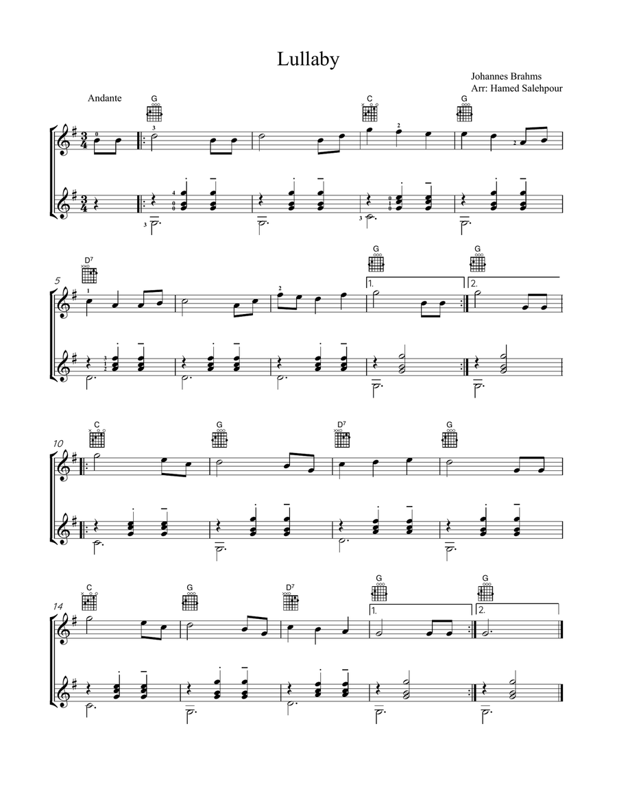 Lullaby, Guitar Duet Lullaby, Guitar Duet Acoustic Guitar scores gallery preview page 1