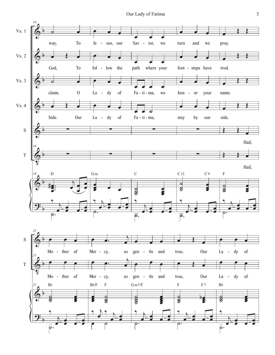Our Lady of Fatima (2-part choir - (Soprano and Tenor) by Stephen DeCesare 2-Part - Digital Sheet Music page 3