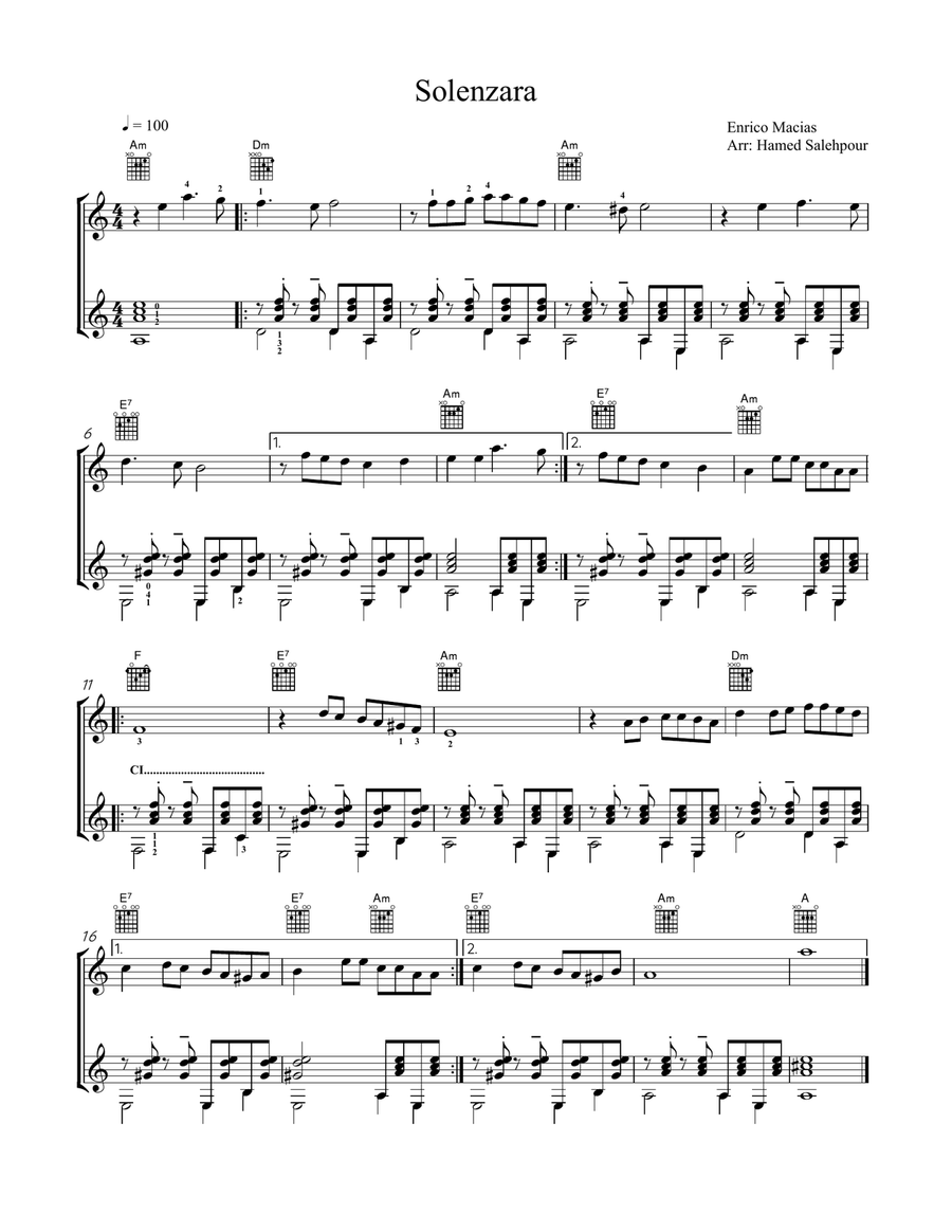 Solenzara, Guitar Duet Solenzara, Guitar Duet Acoustic Guitar scores gallery preview page 1