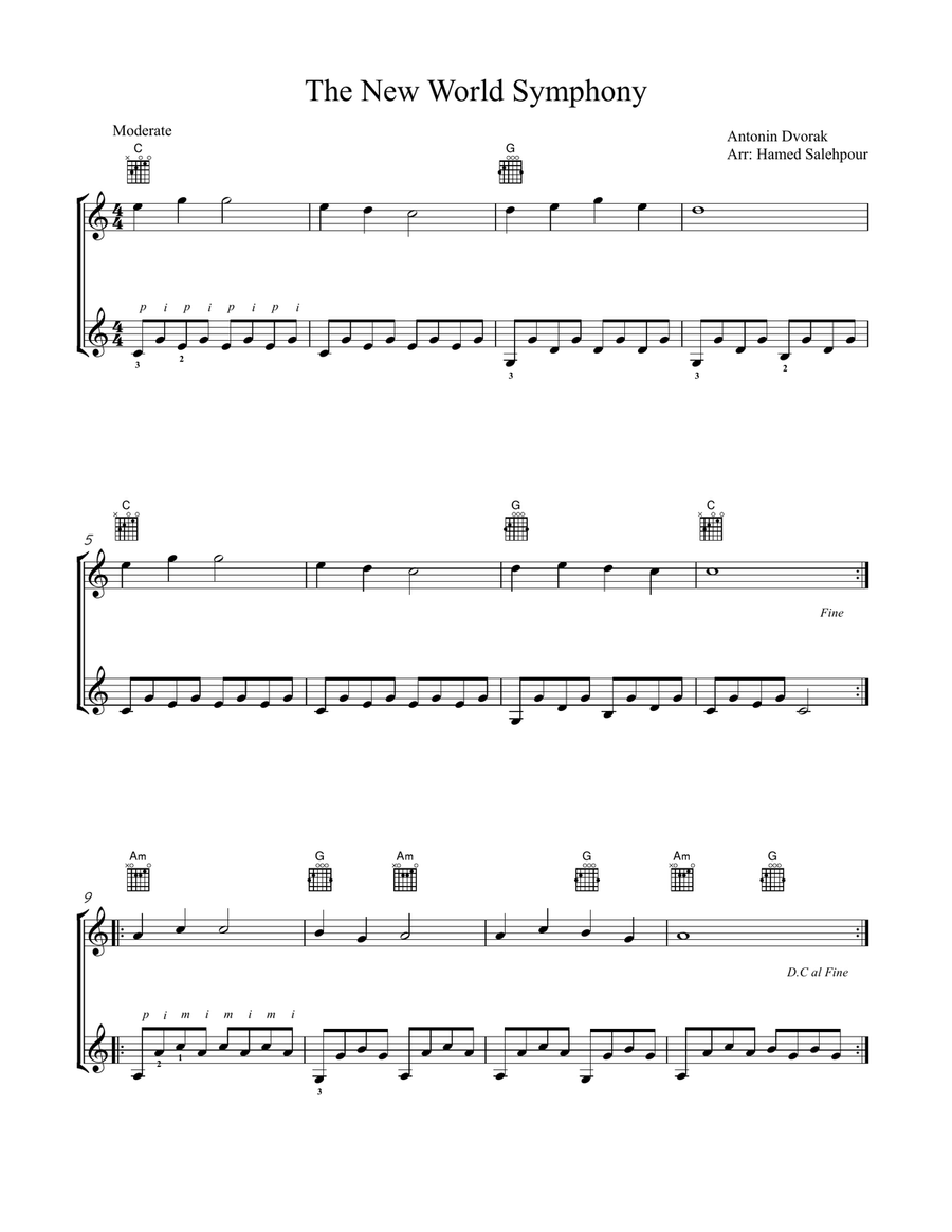The New World Symphony, Guitar Duet Acoustic Guitar scores gallery preview page 1