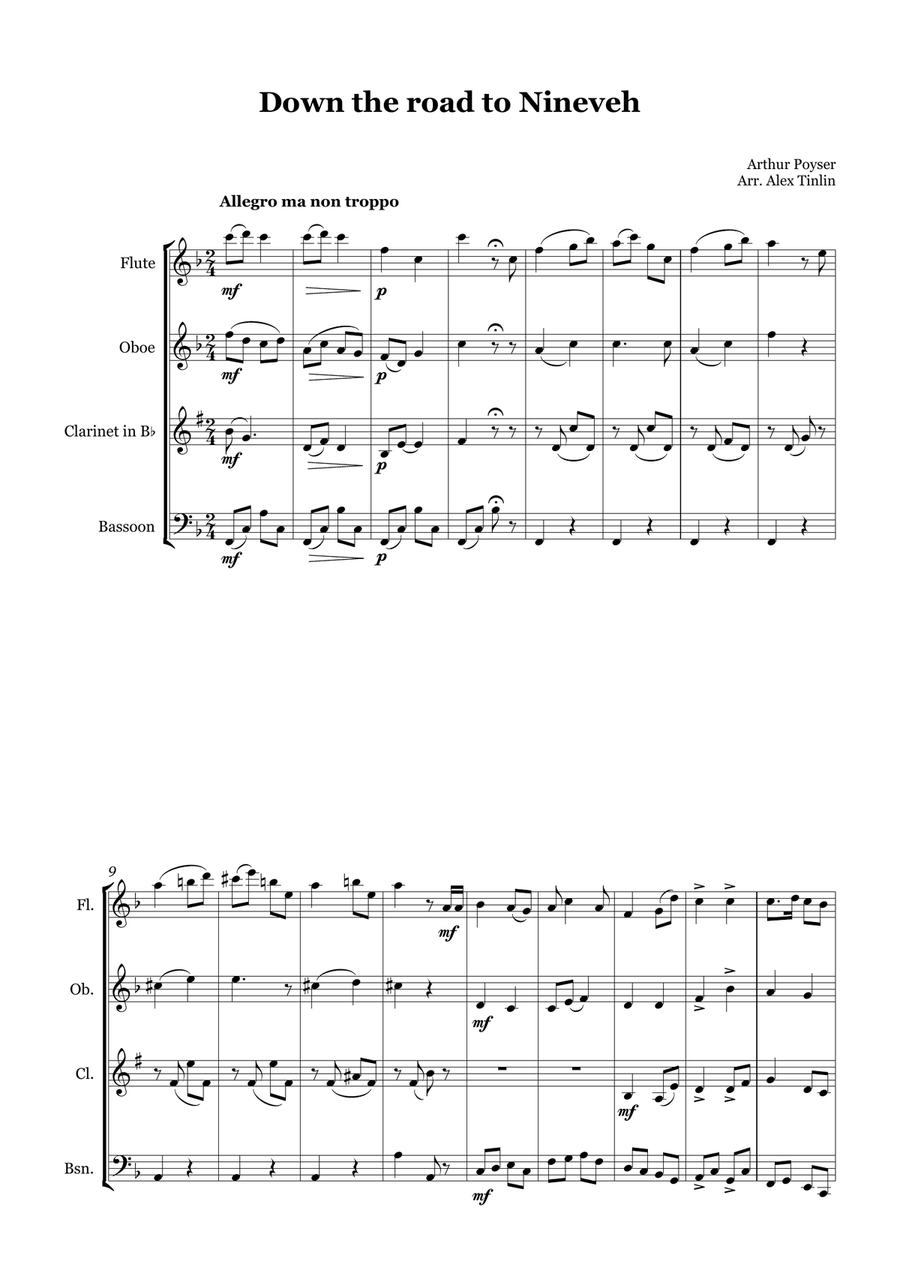 Down the road to Nineveh Down the road to Nineveh Woodwind Quartet scores gallery preview page 2