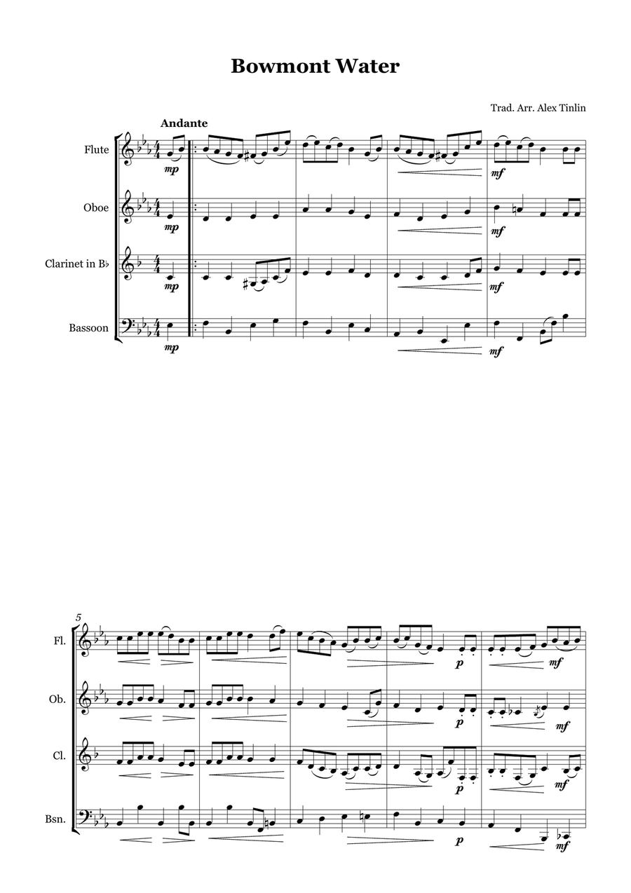 Bowmont Water Bowmont Water Woodwind Quartet scores gallery preview page 2