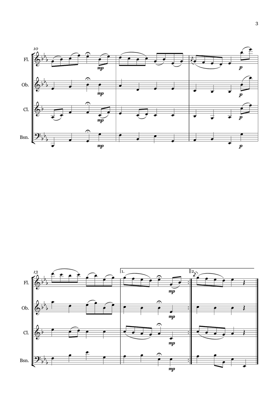 Bowmont Water Bowmont Water Woodwind Quartet scores gallery preview page 3