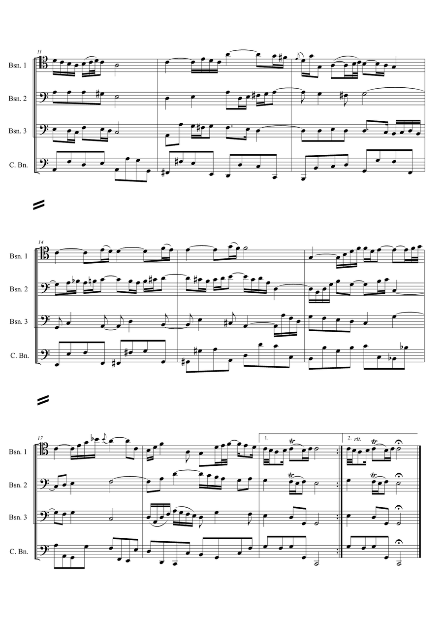 Air from Orchestral Suite №3 Bassoon Quartet scores gallery preview page 2
