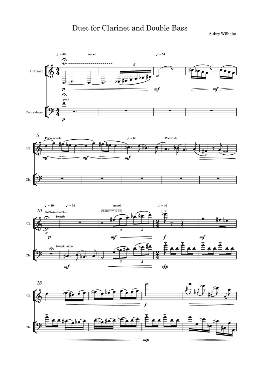 Duet for Clarinet and Bass Clarinet scores gallery preview page 1