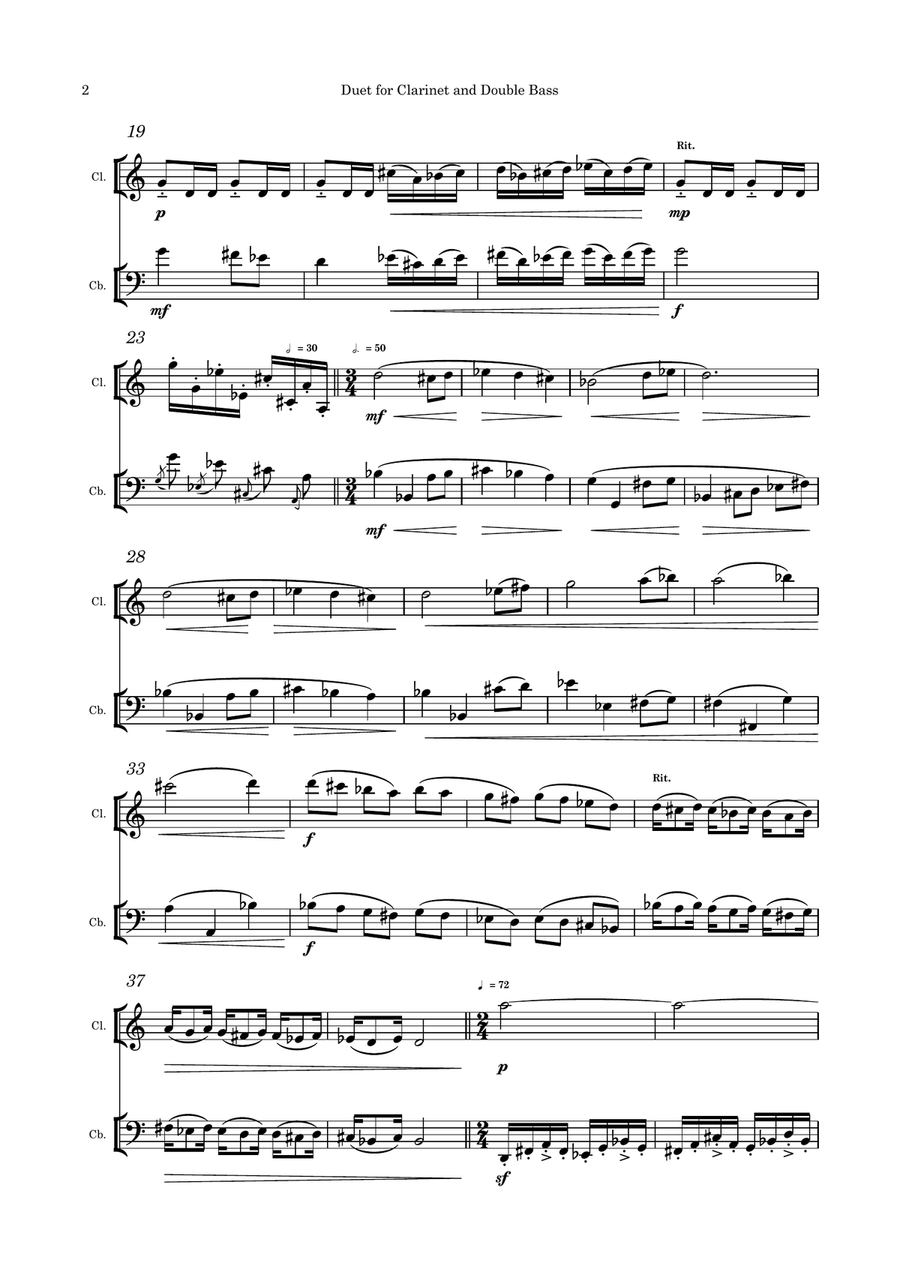 Duet for Clarinet and Bass Clarinet scores gallery preview page 2