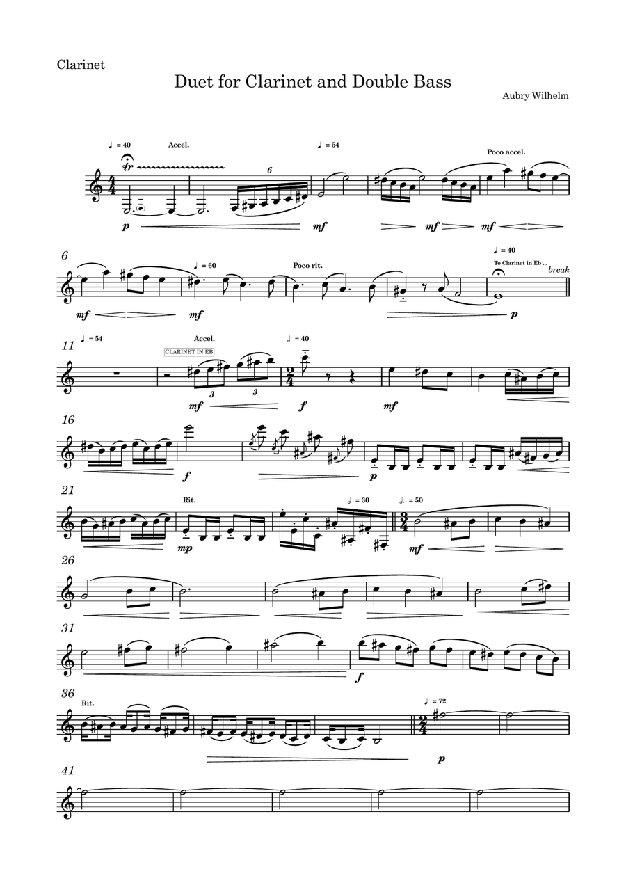 Duet for Clarinet and Bass Clarinet scores gallery preview page 4