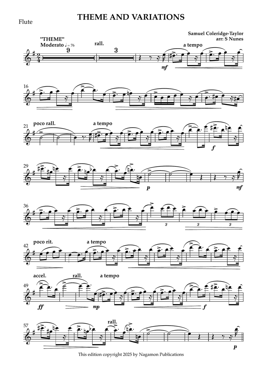 Theme and Variations Flute Solo scores gallery preview page 1