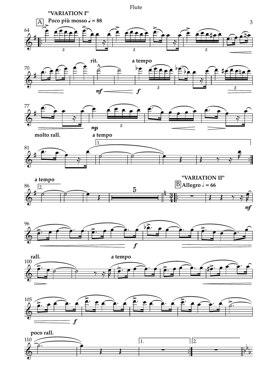 Theme and Variations Flute Solo scores gallery preview page 2