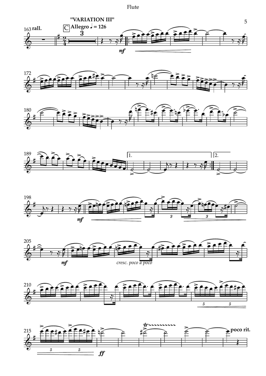 Theme and Variations Flute Solo scores gallery preview page 4