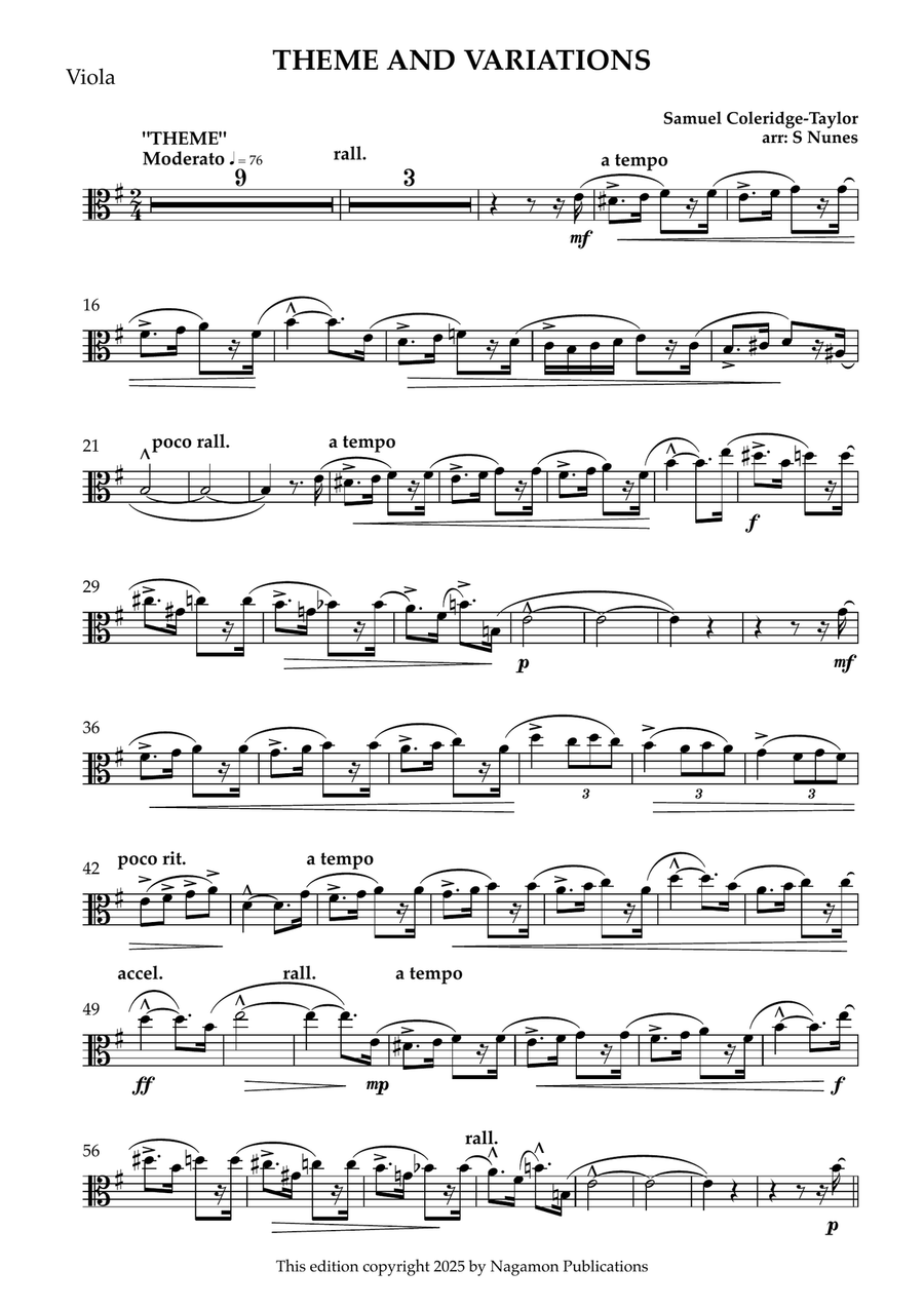 Theme and Variations Viola scores gallery preview page 1