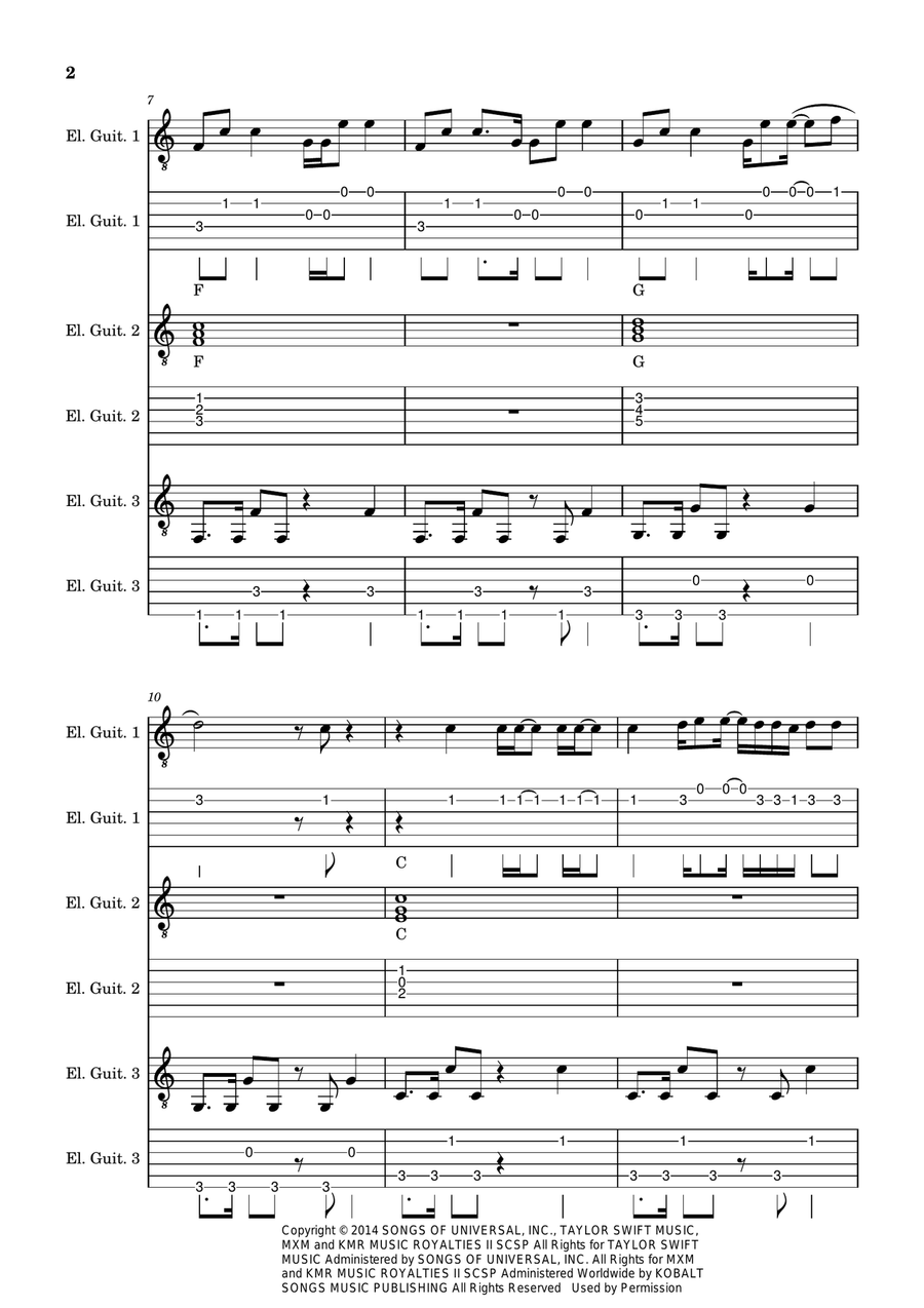 Blank Space Blank Space Guitar Ensemble scores gallery preview page 2