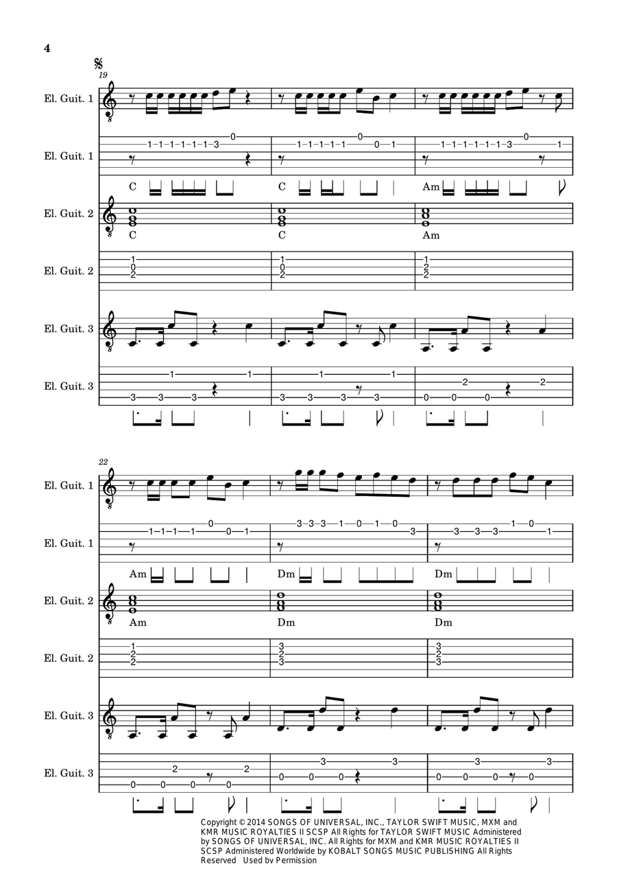 Blank Space Blank Space Guitar Ensemble scores gallery preview page 4