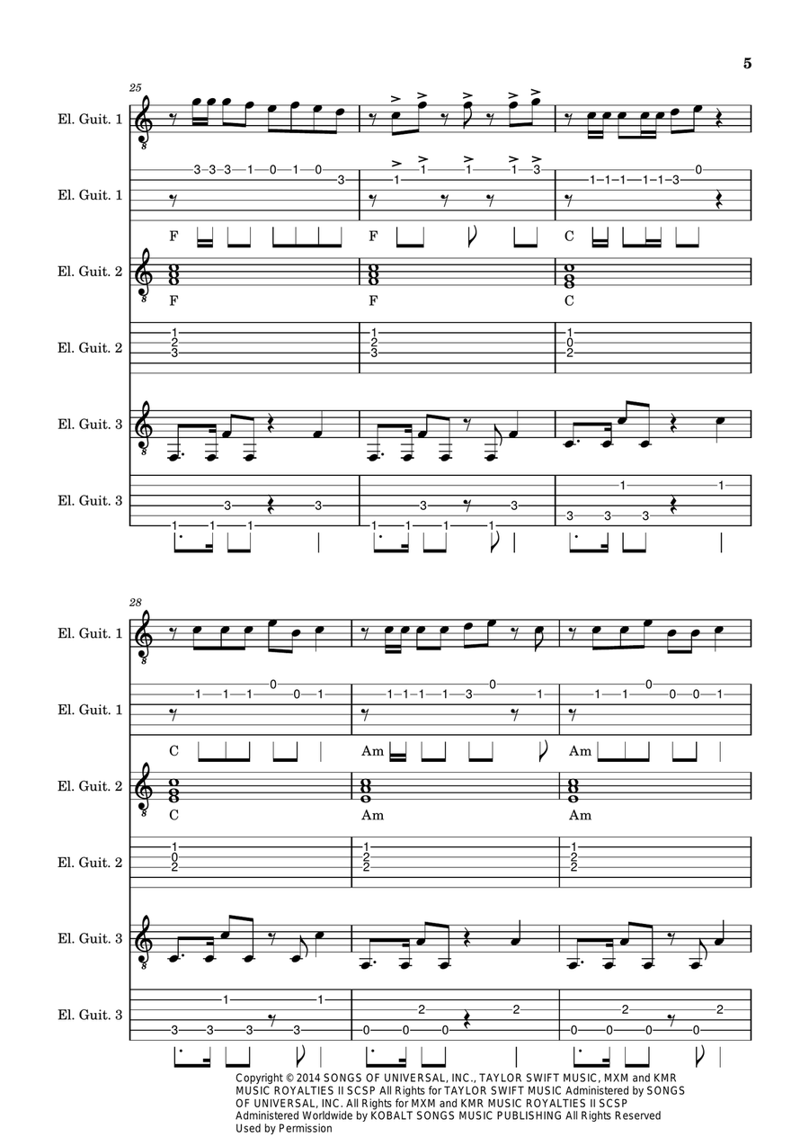 Blank Space Blank Space Guitar Ensemble scores gallery preview page 5