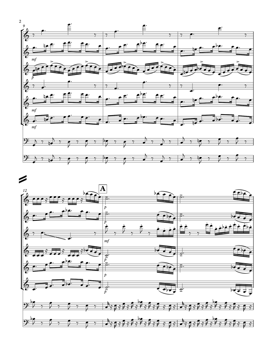 Big Top Boogie for flute,oboe,sax,trombone,string bass Brass Ensemble scores gallery preview page 2